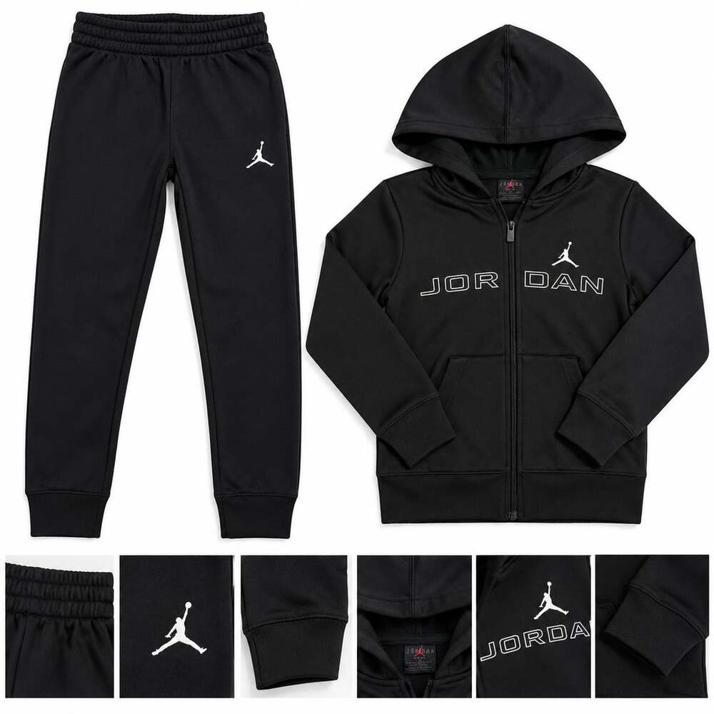 Jordan Full-Zip Hoodie And Jogger Tracksuit Set Black